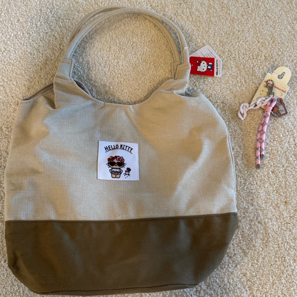 Tanned Hello Kitty Canvas Tote & Charm